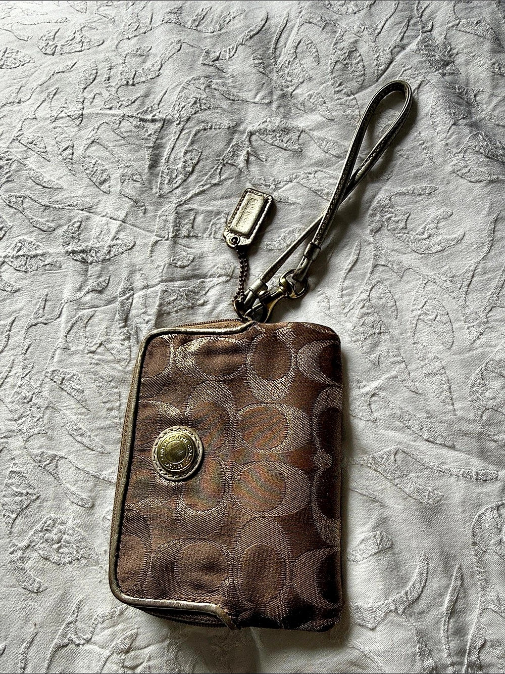 Coach Signature Brown Wristlet Wallet